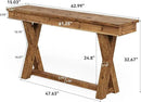 Solid Wood Console Table, 63-Inch Farmhouse Entryway Table with X-Shaped Legs, Real Wood Behind The Couch Table for Living Room, Entrance, Hallway, Easy Assembly by CozyNest Decor