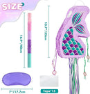 WERNNSAI Foldable Mermaid Piñata - Pull String Mermaid Birthday Party Supplies Mermaid with Blindfold Bat and Tassels Mermaid Party Decoration Games Folding Purple Mermaid Piñatas for Classroom Game by TinyTreasures Baby Boutique