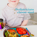 Ahimsa Stainless Steel Plates for Kids - Divided Plates for Toddlers, Pediatrician Designed, Non Toxic Toddler Plate, BPA Free & Dishwasher Safe (Rainbow Set of 4) by TinyTreasures Baby Boutique