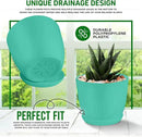 Planter Pots with Drainage Holes - Lightweight, Durable, and Space-Saving Pots for Indoor and Outdoor - Versatile Functionality, Simple Modern Design, Set of 5 Plastic Planter Pots - Aqua by GreenHaven Gardens