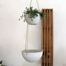 LA JOLIE MUSE 2 Tier Hanging Planters for Indoor & Outdoor Plants - Modern Flower Pots with Rope, Garden Planters with Drain Holes, Speckled White by GreenHaven Gardens
