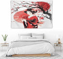Japanese Red Geisha Tapestry Asian Cherry Blossom Traditional Kimono Folk Tapestries Home Decor for Living Room Bedroom Apartment Farmhouse Dorm 60"x40" by CozyNest Decor