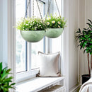 Marble Pattern 10 Inch Hanging Planter for Indoor Outdoor Plants, 2 Pack Hanging Planter Basket for Garden Home Decor Use (Green) by GreenHaven Gardens
