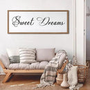 Sweet Dreams Wall Decor Above Bed 32x12 Inch Large Master Bedroom Hanging Wood Rustic Framed Farmhouse Sweet Dreams Sign Guest Room Aesthetic And Minimalist Over Bed Wall Art（Wood White） by CozyNest Decor