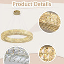 Dia 32" Ring Crystal Chandelier Modern Gold Chandelier Adjustable Height Luxury Crystal Pendant Ceiling Light Fixture for Dining Living Room Bedroom by CozyNest Decor