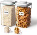 Ankou Airtight Food Storage Container with Pop Lid & 130ml Scoop, 4L/4.2qt *2 BPA-Free Cereal, Rice, Flour, Pasta & Snack Container, Stackable & Durable,Kitchen Pantry Organizer by TinyTreasures Baby Boutique