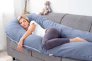 Meiz Pregnancy Pillows, Cooling Silky Pregnancy Pillows for Sleeping, 65" U Shaped Full Body Maternity Pillow for Pregnant Women, with Washable Jersey Cotton Cover, Blue by TinyTreasures Baby Boutique