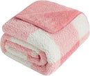 LURKA Checkered Sherpa Fleece Throw Blanket - Extra Thick and Warm Winter Soft Fuzzy Plush Blanket for Couches, Beds & Pets, Powder Pink, 50x60 Inches by CozyNest Decor