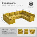 136.4" Oversized Modular Sectional Sofa, U Shaped Convertible Couch with Movable Ottoman, Large 7 Seat Corner Couches for Living Room Deep Seat Yellow Chenille by CozyNest Decor