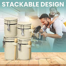 Home Intuition 4-Piece Ceramic Kitchen Canisters Set, Airtight Containers with Wooden Spoons Reusable Chalk Labels and Marker for Sugar, Coffee, Flour, Tea (Off White) by CozyNest Decor