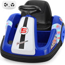 ELEMARA 12V Kids Bumper Car with Big Wheel, 2.2 Mph Max, Toddler Bumper Cars with Remote, Baby Bumping Toy Car with DIY Stickers,360 Degree-Spin, Music, Bluetooth,LED Lights, Blue by TinyTreasures Baby Boutique
