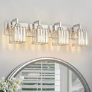 Modern Bathroom Vanity Light 4-Lights Brushed Nickel Vanity Light Crystal Wall Light Bathroom Light Fixtures by CozyNest Decor