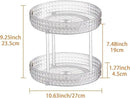 Wesoke 2 Tier Lazy Susan Turntable Cupboard Organiser, Large Rotating Kitchen Spice Rack Spinning Condiment Seasoning Organizer, Detachable Revolving Bathroom Makeup Tray Holder for Cabinet Fridge by CozyNest Decor