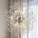 Modern Farmhouse Chandelier, Sputnik Crystal Beaded Pendant Lamp, Round Sunflower Chrome Hanging Light Fixtures for Dining Room Foyer Bedroom Kitchen Island (Chrome 12Lights) by CozyNest Decor