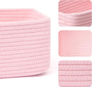 Small Storage Baskets for Organizing | Closet Organizer Bins | Shelf Toy Basket | Woven Rope Baskets | Cube Decorative Box | Shallow Basket | 13x8.5x5.1” | 4 Packs Light Pink by GreenHaven Gardens