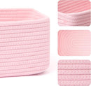 Small Storage Baskets for Organizing | Closet Organizer Bins | Shelf Toy Basket | Woven Rope Baskets | Cube Decorative Box | Shallow Basket | 13x8.5x5.1” | 4 Packs Light Pink by TinyTreasures Baby Boutique
