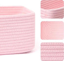 Small Storage Baskets for Organizing | Closet Organizer Bins | Shelf Toy Basket | Woven Rope Baskets | Cube Decorative Box | Shallow Basket | 13x8.5x5.1” | 4 Packs Light Pink by CozyNest Decor