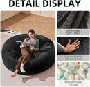 Bean Bag Chair 6Ft, Memory Foam Filled, Large Beanbag Chairs for Adults and Teens, Soft Sofa with Removable Flannel Cover, Round Couch for Living Room Bedroom College Dorm (Black, 6FT-67×67"×24") by CozyNest Decor