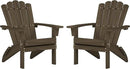 Folding HDPE Adirondack Chair Set of 2, Weather-Resistant Patio Chair with Wide Armrests & High Backrest, Fire Pit Chair for Garden, Backyard, Porch - Light Brown by GreenHaven Gardens