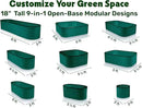 9-in-1 Galvanized Steel Raised Garden Bed // 8×2×1.5 ft Modular Planter for Gardening, Vegetables, Flowers // 18" Tall Metal Raised Garden Beds Outdoor (Dark Green) // Patented Design Planter Box by GreenHaven Gardens