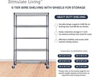 48"x18"x72" PRIME HEAVY DUTY Black 5-Tier Wire Shelving NSF 4000 LBS MAX Capacity Storage Rack for Commercial, School, Home, Garage, Warehouse, Industrial, and Hospital Uses (with Wheels) by CozyNest Decor