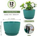 Plant Pots 12 inch, Plastic Planters with Drainage Holes and Saucers, Large Flower Pots for Indoor Outdoor Plants, Modern Decorative Pots for Garden House Plants, Blue Green by GreenHaven Gardens