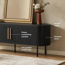 mopio Quin TV Stand, Mid Century Modern for 55/60/65 inch TV, Farmhouse TV Stand, Entertainment Center with Storage, TV and Media Console for Living Room (Black, 59" Tambour) by CozyNest Decor
