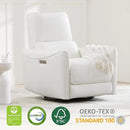 CHITA Power Recliner Chair Swivel Glider, FSC Certified Upholstered Faux Leather Living Room Nursery Reclining Sofa Chair with Lumbar Support, White by CozyNest Decor