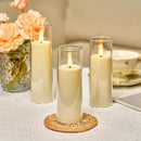 Amagic Ivory Flameless Candles with Remote, Battery Operated Candles with Timer, Acrylic Plexiglass Flickering LED Fake Candle for Wedding, Holiday, Home Decor, Set of 9, D2.2 x H5 6" 7" by CozyNest Decor
