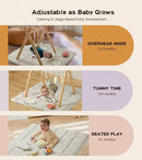 Baby Gym with Mat, Wooden Play Gym with 9 Sensory Toys, Foldable Baby Play GymFrame Activity Center, Natural Pine Wood, Montessori Toys, Easy to Assemble & Clean, Natural Color by TinyTreasures Baby Boutique
