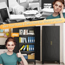 61" H Metal Kitchen Pantry Storage Cabinet, Freestanding Cupboard with 2 Doors and 3 Adjustable Shelves, Standing Storage for Kitchen, Bathroom, Garage, Dinning Room or Utility Room（Black） by CozyNest Decor