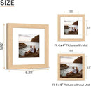 upsimples 6x6 Picture Frame, Natural Solid Wooden Picture Frames, Display 4x4 with Mat or 6 x 6 Without Mat, Wall or Tabletop, 1 Pack, Natural by CozyNest Decor