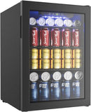 EUHOMY 100 Can Beverage Refrigerator cooler-Mini Fridge Glass Door for Beer Drinks Wines, Freestanding Beverage Fridge with Adjustable Shelves Blue LED for Home/Office/Dorm/Bar, 2.7 cu.ft by CozyNest Decor