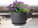 12 inch Large Plant Pots, Plastic Planters with Drainage Holes and Saucers, Flower Pots for Indoor Outdoor Plants, Modern Decorative Pots for Garden House Plants, Black by GreenHaven Gardens
