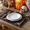Halloween Skull Rose Placemats, Washable Heat Resistant 12×18 Inch Table Mats Floral Place Mats for Party Outdoor Decoration Kitchen Dining Décor by CozyNest Decor