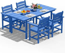 Patio Dining Set for 4 with Umbrella Hole - 66" Outdoor Table & 4 Chairs, All-Weather HDPE Outdoor Furniture for Lawn, Garden, Backyard, Poolside, Navy by GreenHaven Gardens
