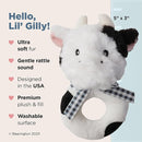 Bearington Collection Lil' Gilly 5.5 in Cow Baby Rattle - Baby - Plush Rattles Gift for Newborn by TinyTreasures Baby Boutique