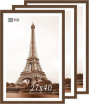 VCK 27x40 Brown Poster Frame 3 Pack, Wood Picture Frame with Exclusive Wood Grain, Wall Mounting Hanging by CozyNest Decor