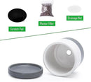 D'vine Dev Set of 4 Small Ceramic Plant Pots, 3.5 Inch Succulent Planter Pot for Plants with Drainage Hole and Saucer, White/Speckled Grey, 94-X-A-6 by GreenHaven Gardens