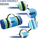 HX&OD Outdoor Picnic Blanket Extra Large, 80''*60'' Waterproof Picnic Mat with Stakes Foldable Camping Blanket Portable with Carry Strap for Beach Mat (Green& White, 80''*60'') by TinyTreasures Baby Boutique