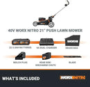 WORX Nitro 40V 21" Cordless Lawn Mower w/Aerodeck & Intellicut, Brushless Electric Mower Up to 1/2 Acre, Push Lawn Mower w/ 7-Position Height Adjustment WG752 – Batteries & Charger Included by GreenHaven Gardens