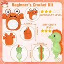 yhwsymgmho Crochet Kit for Beginners: 2-Piece Animal Amigurumi-Kit with Step-by-Step Video Tutorials - Easy Knitting Kit for Adults and Kids - DIY Crocheting Doll Gift (Crabs & Seahorses) by TinyTreasures Baby Boutique
