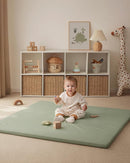Blissful Diary Vegan Leather Baby Play Mat, 47x47 Thicken Foam Cushioned & Waterproof Playpen Mat for Infants and Toddlers, Stylish and Just Wipe-Clean Playmat for Baby Play on Floor, Light Green by TinyTreasures Baby Boutique