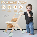 Wooden Baby Walker Doll Stroller, Baby Push Walker, Shopping Cart Learning Walk for Boys and Girls, Wood Push Toys for Toddler Learning to Walk by TinyTreasures Baby Boutique