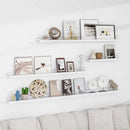 Solid Ash Wood Picture Ledge Shelf, Wood Floating Shelves Set of 2, 48 Inch Long Large Photo Ledge Shelves, Nursery Book Shelves Wall Mounted for Living Room Kids' Bedroom Decor, White by CozyNest Decor