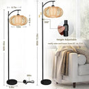 Arc Floor Lamps for Living Room Bedroom Rattan Boho Floor Lamp with Remote Control,Dimmable Led Standing Lamp Wicker Lamp Shade Rustic Tall Floor Lamp Modern Flower Lamp for Bedroom Corner by CozyNest Decor