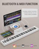 Finger Dance Folding Piano Keyboard 88 Keys, Portable Electric Keyboard with Bluetooth MIDI, Full Size Digital Piano, Wood Grain, Semi-Weighted, Touch Sensitive, with Storage Bag for Beginner by TinyTreasures Baby Boutique
