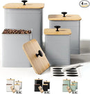 Kitchen Canisters for Countertop Set of 4 with Customizable Chalkboard Labels & Marker Pen - Big Iron Kitchen Canisters with Airtight Lids - Gray Canister Set - Flour and Sugar Containers Farmhouse by CozyNest Decor