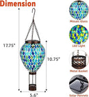 VOREEN Hot Air Balloon Solar Lantern, Mosaic Solar Outdoor Hanging Wind Light, Waterproof, Patio Festive Decor, Easter Gifts for Mom Father Grandma, Blue by GreenHaven Gardens