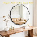 Fabuady Black Round Wavy Edge Mirror - 30'' Circle Wall Mirror with Metal Frame, Decorative Hanging/Leaning Mirror for Bathroom, Bedroom, Living Room, Hallway, Entryway, Office, Home Decor by CozyNest Decor